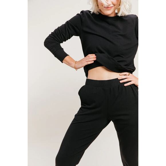 Ocio Classic SoftCore Jogger Black Mid Rise Organic Cotton Tencil Stretch Comfy - Picture 3 of 8